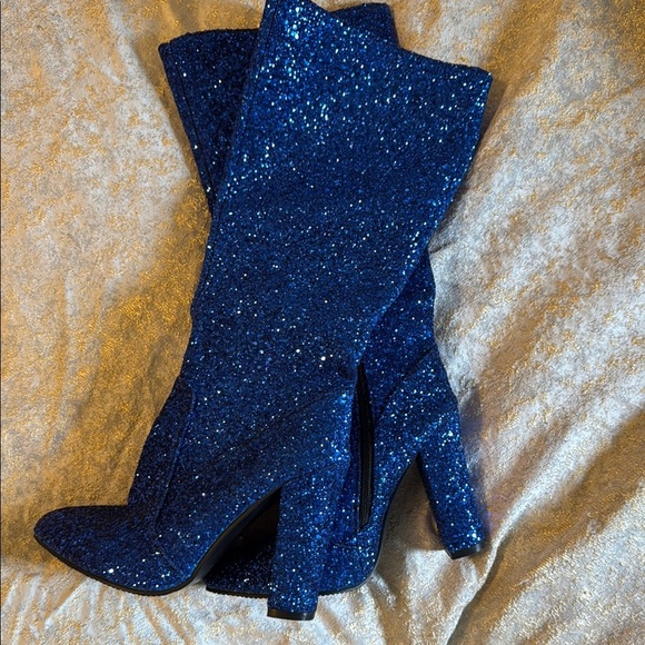 Shoes - Blue Glitter Women's Boots